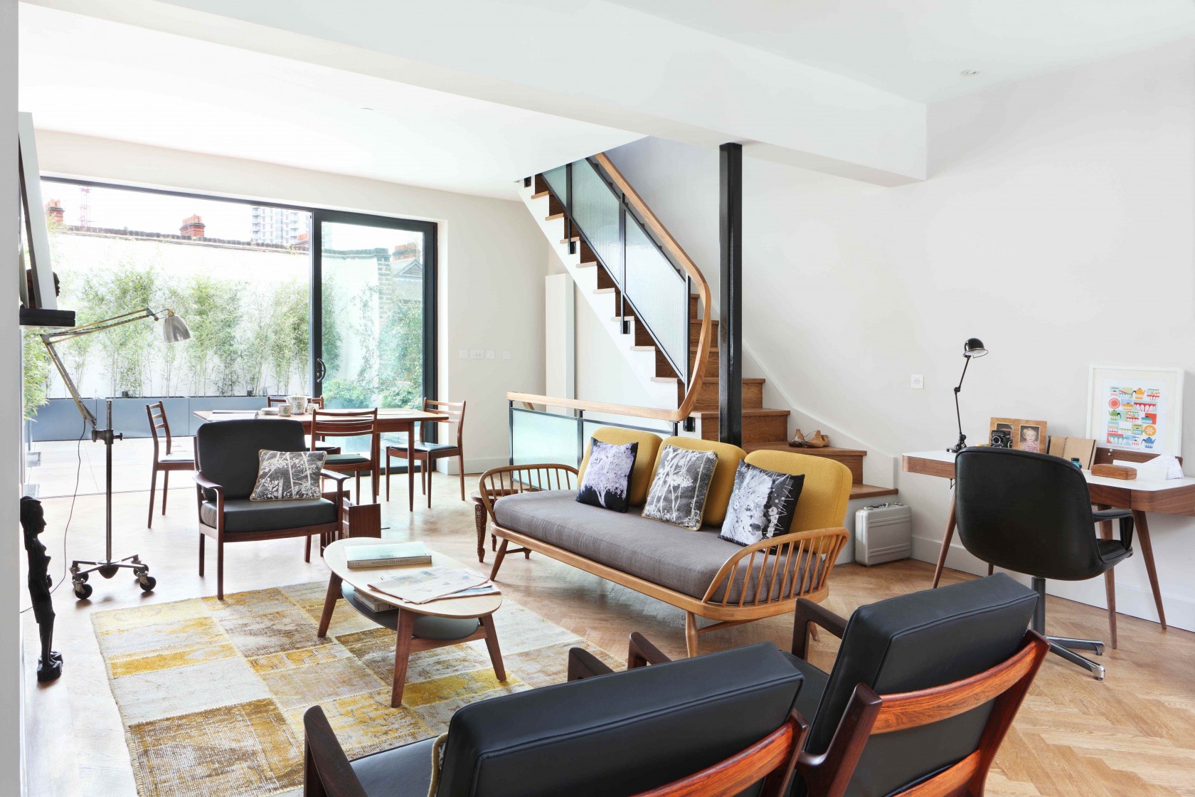 colour psychology in interior design - yellow patchwork rug