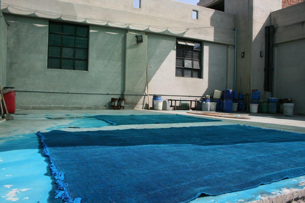 blue over-dyed vintage rug