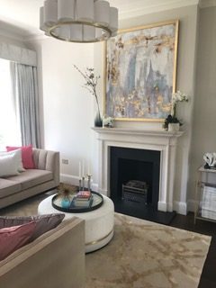 london townhouse with gold wool and silk rug