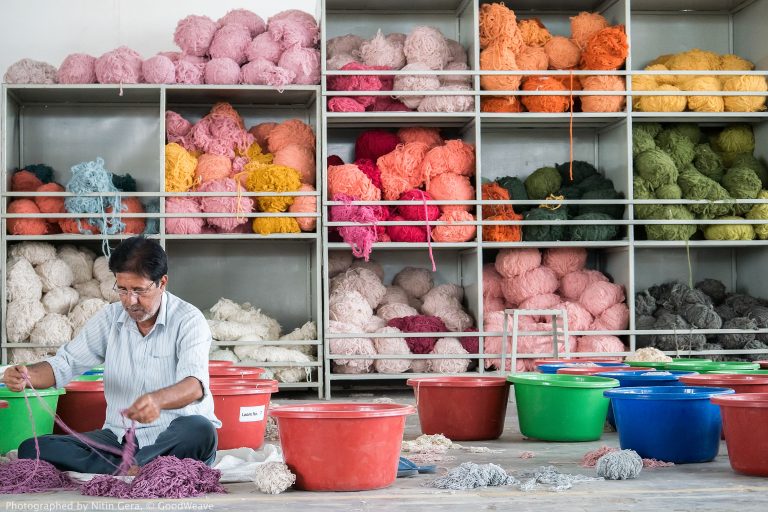 Balls of wool for rug making