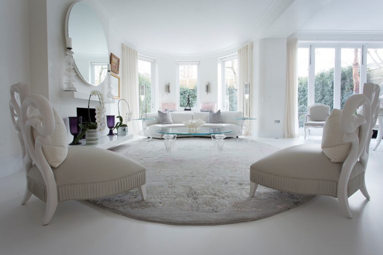 Grey oval bespoke rug for living room