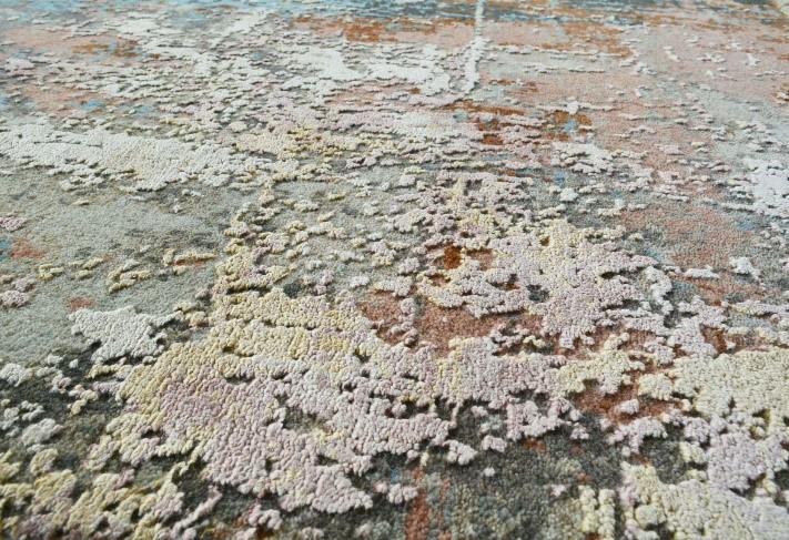 Hand knotted abstract rug close up