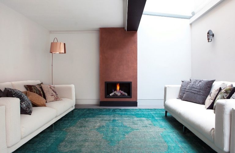 Teal vintage over dyed rug