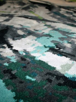 modern rug with girl