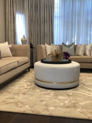 blenheim champagne tufted rug in living room