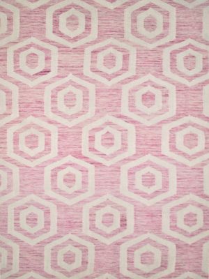 pink geometric wool rug