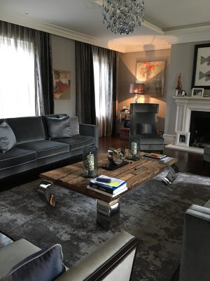 bohemia quartz liquorice grey rug in living room