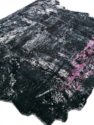 black and pink modern rug with irregular edges